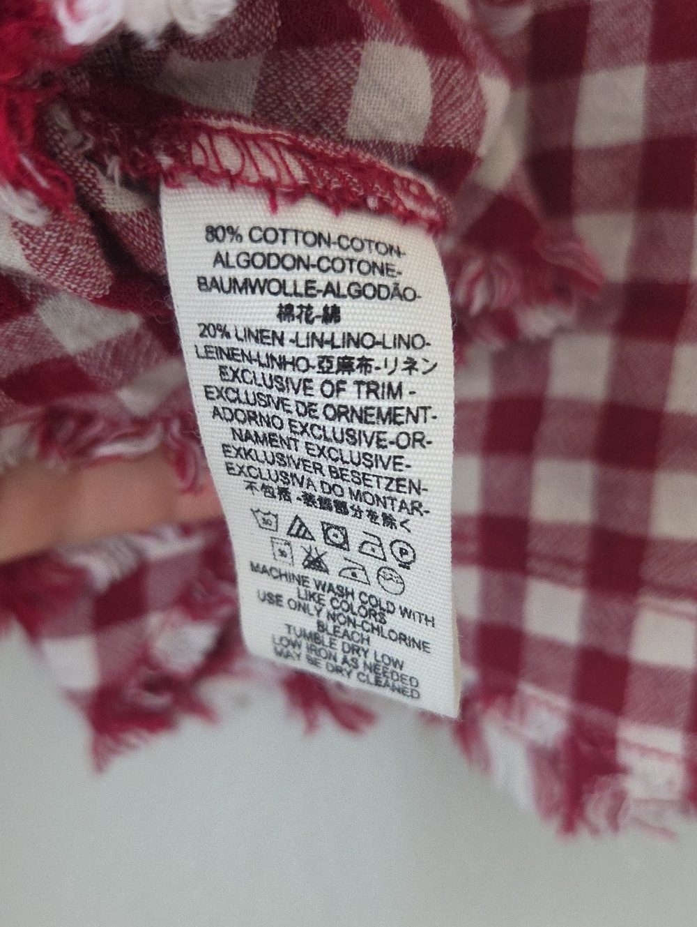 Free People Red Gingham Button Hoodie Top - Picture 5 of 5